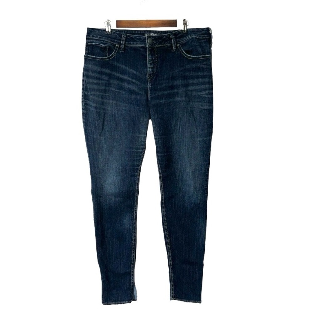 Silver Jeans Stevie Straight Leg Skinny Jeans Dark Blue Plus Size 18 Stretch